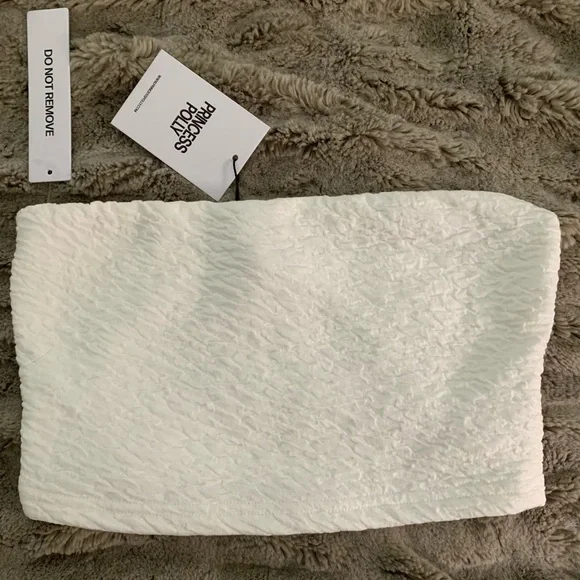 Princess Polly White Textured Crop Top - Picture 2 of 3